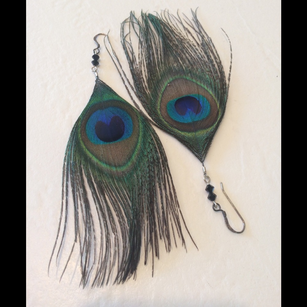 Peacock feather earrings